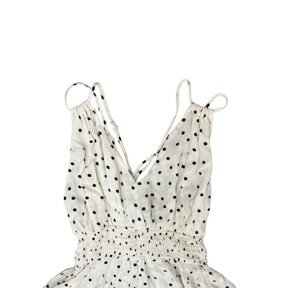 BSL White & Black Polka Dot Maxi Dress | Sleeveless V-Neck | Size Large - Picture 4 of 7